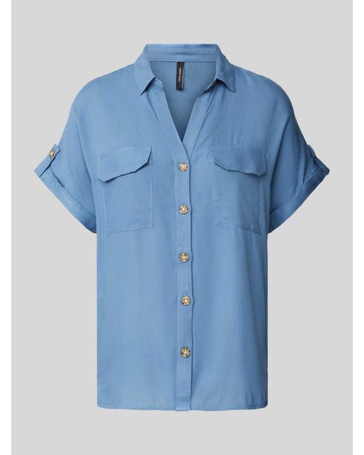 Vero Moda Overhemdblouse Met Knoopsluiting in het Blue