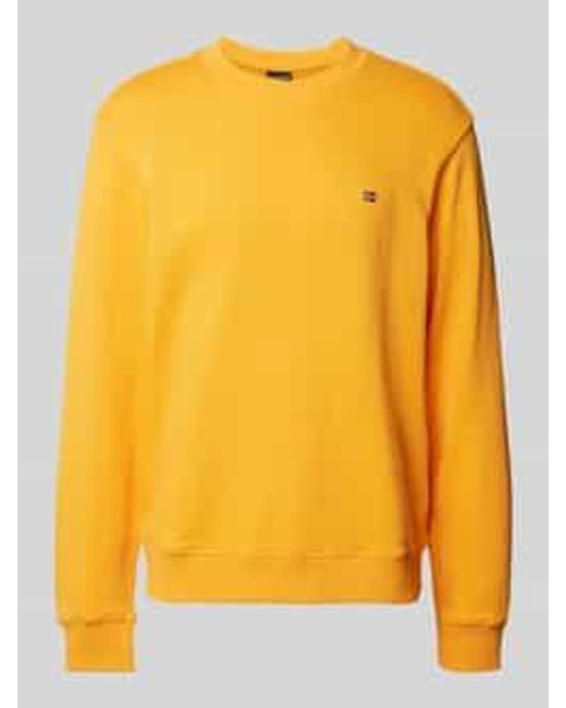 Napapijri Sweatshirt Met Labelstitching in het Yellow voor heren