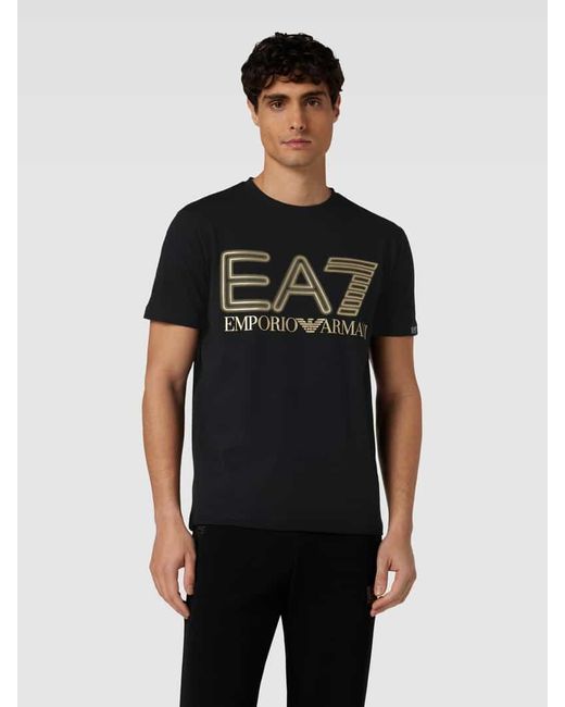 EA7 T-Shirt mit Label-Print in Black für Herren