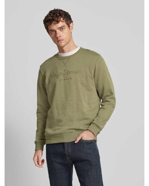 Pepe Jeans Sweatshirt Mit Label-Stitching Modell 'Nouvel' in Green für Herren
