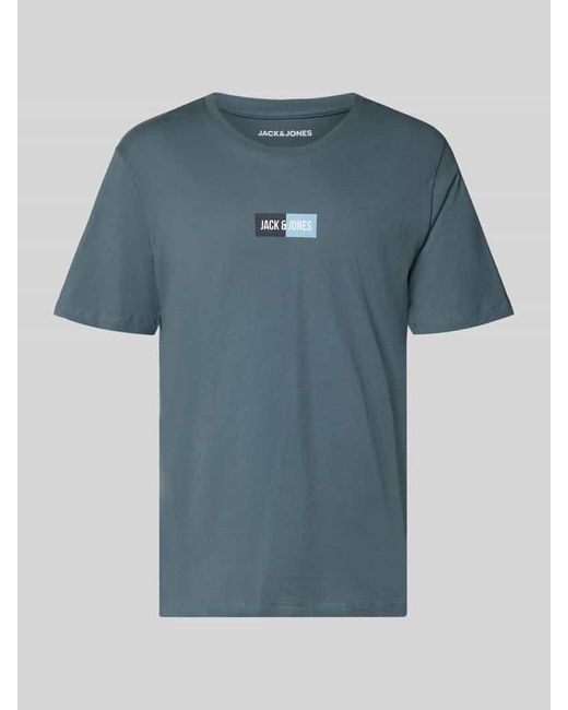 Jack & Jones T-Shirt mit Label-Print und Rundhalsausschnitt in Blue für Herren