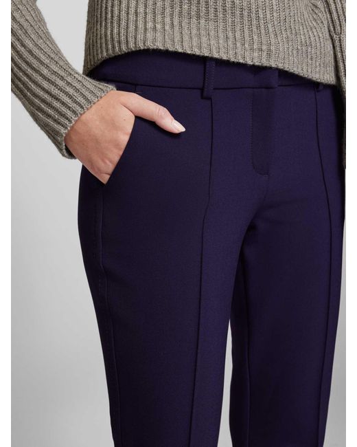 Cambio Slim Fit Stoffen Broek Met Vaste Persplooien, Model 'Farah' in het Blue