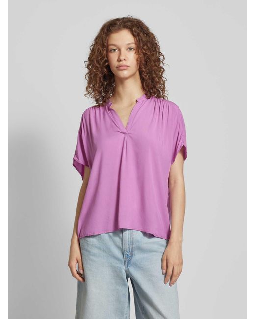 QS Pink Blusenshirt mit V-Ausschnitt