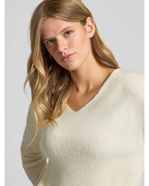 ONLY Regular Fit Gebreide Pullover Met V-Hals, Model 'Camilla' in het Natural