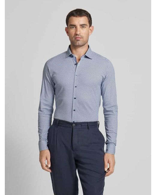 DESOTO Slim Fit Business-Hemd mit Allover-Muster in Blue für Herren