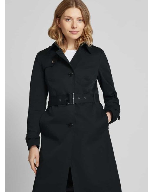 Jake*s Black Trenchcoat mit Taillengürtel