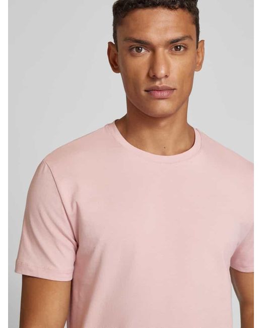 Mey T-Shirt mit geripptem Rundhalsausschnitt in Pink für Herren