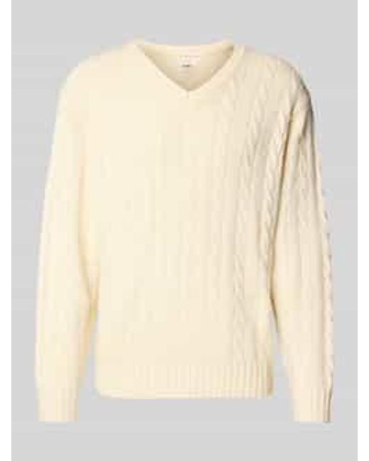 Redefined Rebel Gebreide Pullover Met Ribboorden, Model 'Pelle' in het Natural voor heren