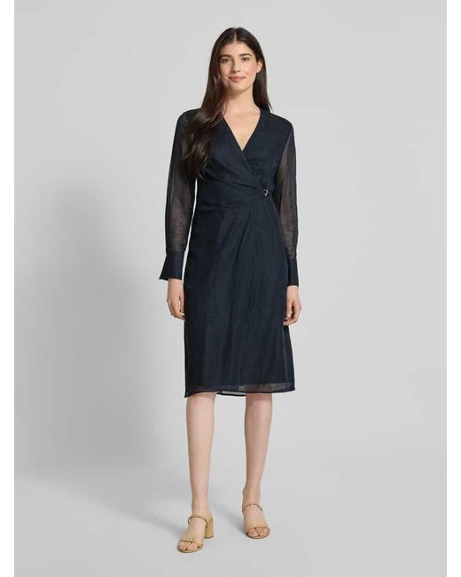 Boss Blue Midikleid mit V-Ausschnitt Modell 'Dosala'