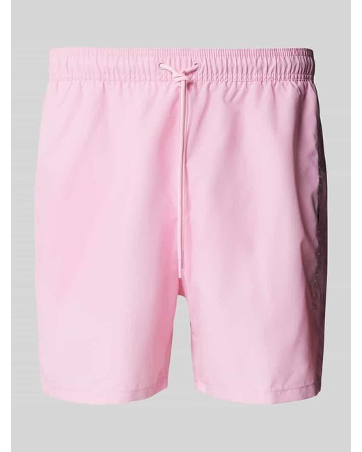 Tommy Hilfiger Regular Fit Badeshorts mit Label Stitching in Pink für Herren
