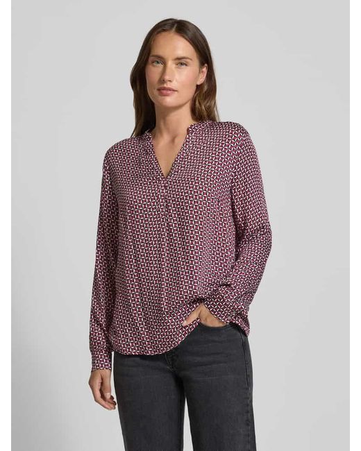 MORE&MORE Purple Slim Fit Bluse mit V-Ausschnitt