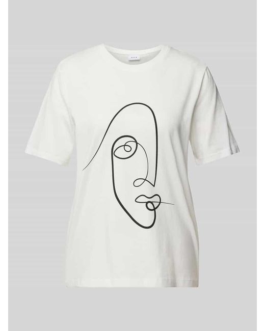 Vila White T-Shirt mit Motiv-Print Modell 'VISYBIL'