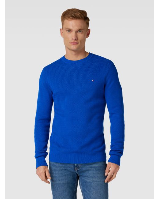 Tommy Hilfiger Gebreide Pullover Met Labelstitching in het Blauw heren | Lyst NL