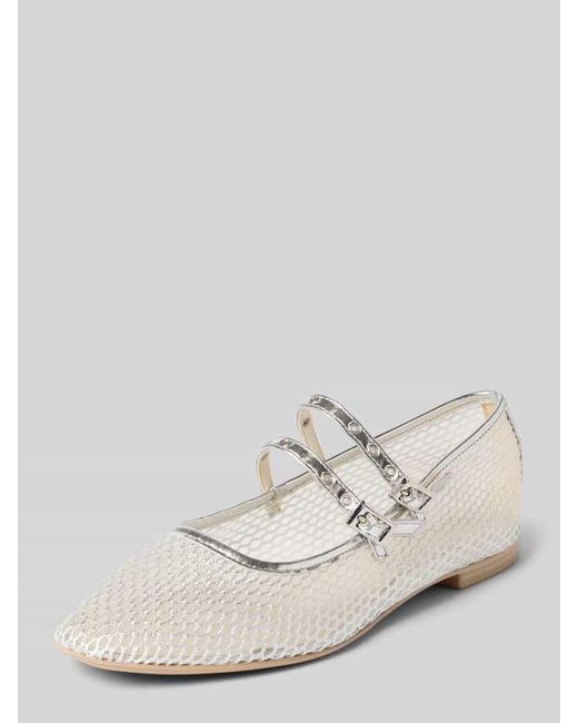 Tamaris White Ballerinas in Mesh-Optik mit Dornschließe