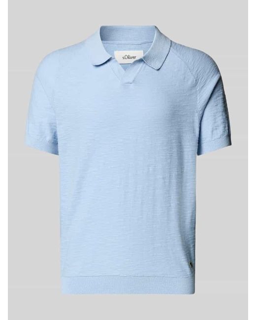 S.oliver Regular Fit Poloshirt mit Flammgarnstruktur in Blue für Herren