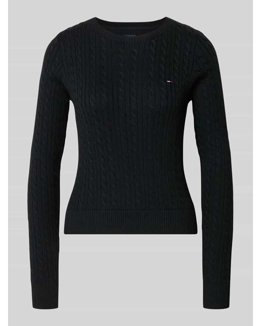 Tommy Hilfiger Black Regular Fit Strickpullover aus reiner Baumwolle