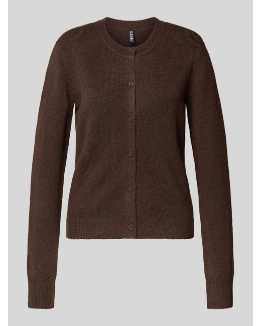 Pieces Regular Fit Gebreid Jack Met Wol, Model 'Malou' in het Brown