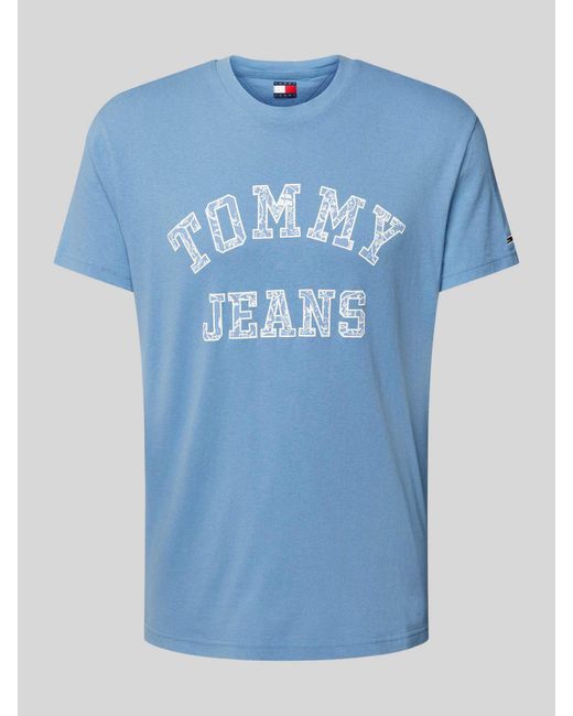 Tommy Hilfiger Regular Fit T-shirt Van Puur Katoen Met Labelprint Met Motief in het Blue voor heren