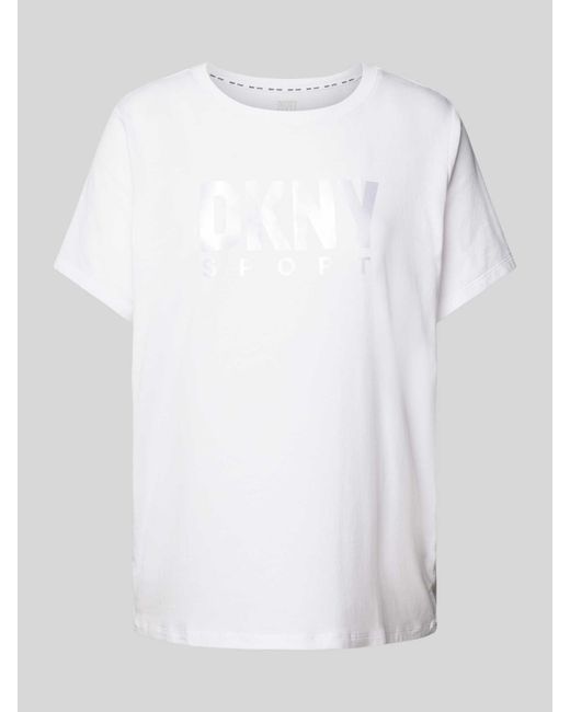 DKNY T-shirt Met Labelprint in het White