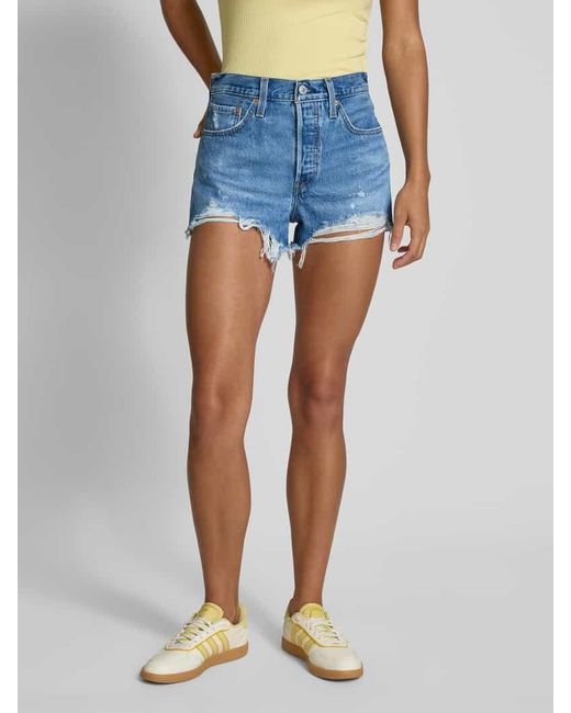 Levi's Blue Jeansshorts im Destroyed-Look Modell '501'