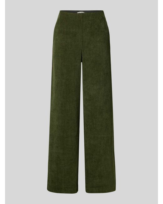 Ichi Corduroy Broek Met Elastische Band, Model 'Kate' in het Green