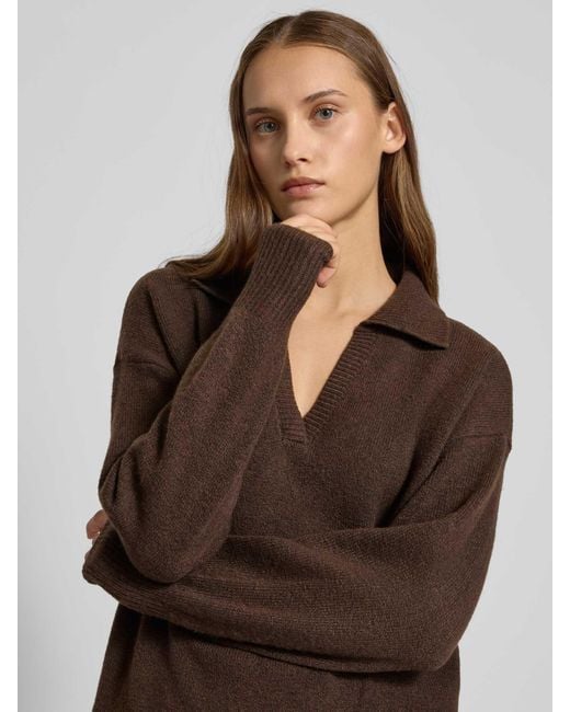 Pieces Regular Fit Gebreide Pullover Met Wol, Model 'Malou' in het Brown