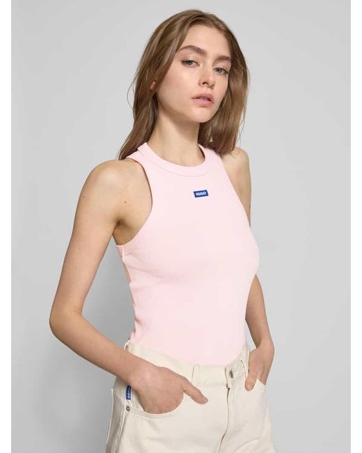 HUGO Pink Tanktop mit Label-Stitching
