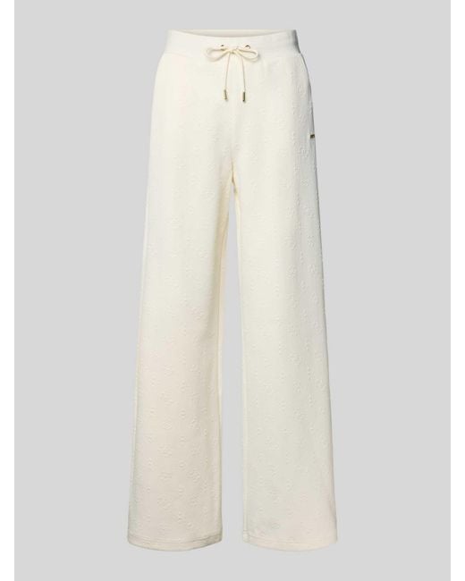 Guess Wide Leg Stoffen Broek Met Structuurmotief, Model 'Peony' in het White