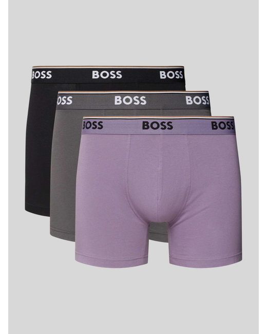 Boss Trunks mit elastischem Logo-Bund im 3er-Pack in Purple für Herren