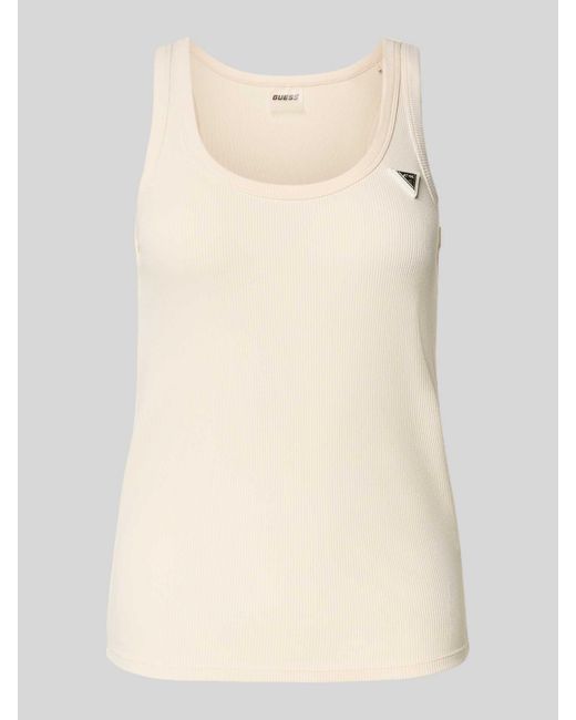 Guess Tanktop Van Viscose Met Labeldetail, Model 'Colette' in het Natural