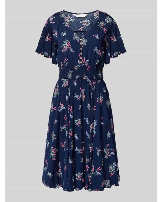 Apricot Blue Knielanges Kleid aus Viskose mit Knopfleiste