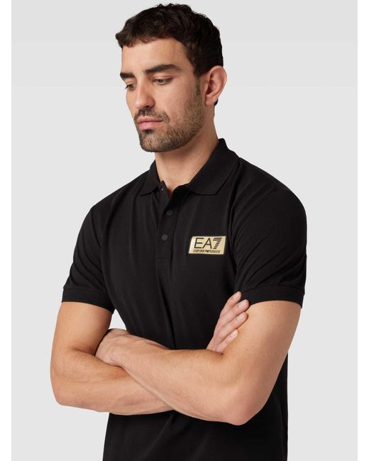 EA7 Poloshirt Met Labelpatch in het Black voor heren