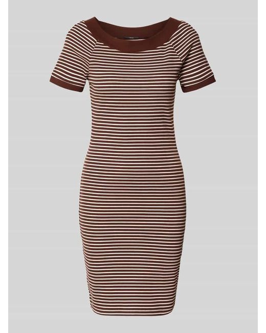 Zero Brown T-Shirt-Kleid in Ripp-Optik mit Rundhalsausschnitt