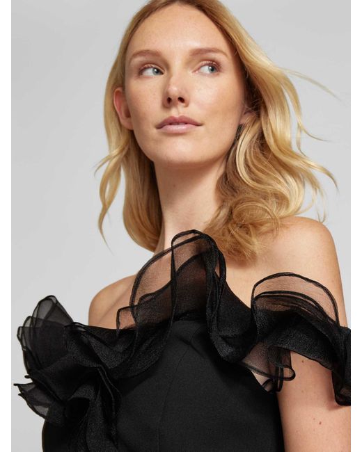 TROYDEN COLLECTION Avondjurk Met Volants in het Black
