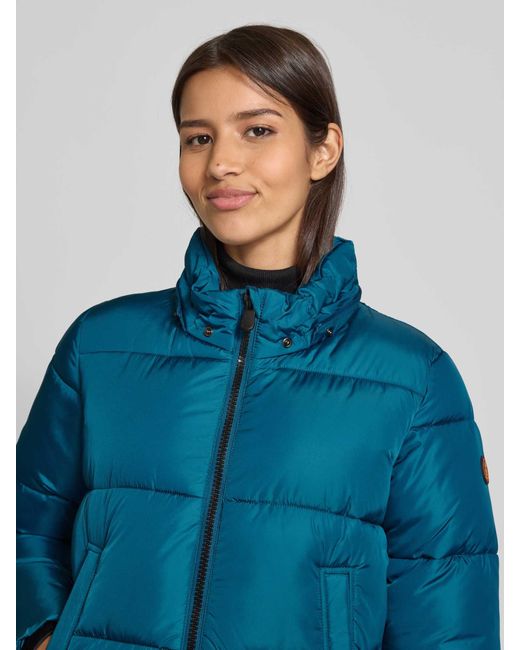 Save The Duck Regular Fit Gewatteerde Lange Jas Met Steekzakken, Model 'Colette' in het Blue