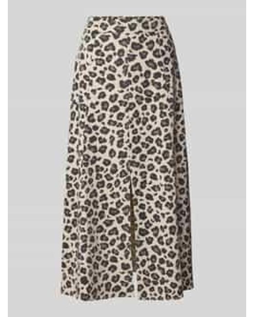 Freequent Midirok Van Een Mix Van Viscose En Linnen Met Loopsplit in het White