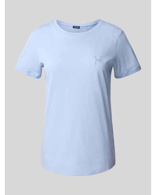 Joop! T-Shirt Met Labelstitching En Ronde Hals in het Blue