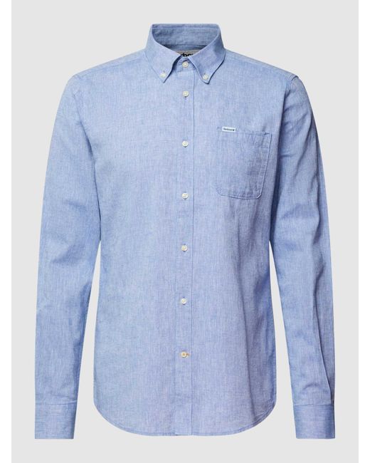 Barbour Tailored Fit Linnen Overhemd Met Borstzak in het Blue voor heren