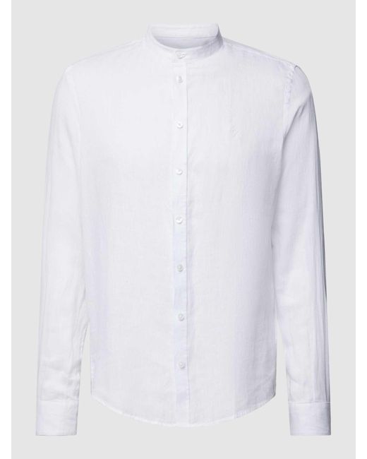 Casual Friday Linnen Overhemd Met Opstaande Kraag in het White voor heren