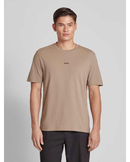 Boss T-Shirt mit Label-Detail Modell 'TCHUP' in Natural für Herren