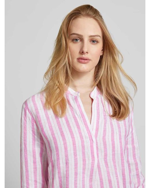 Seidensticker Pink Bluse aus Leinen mit Streifenmuster