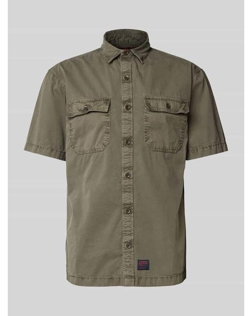 Superdry Regular Fit Freizeithemd Mit 1/2-Arm Modell 'Military' in Green für Herren