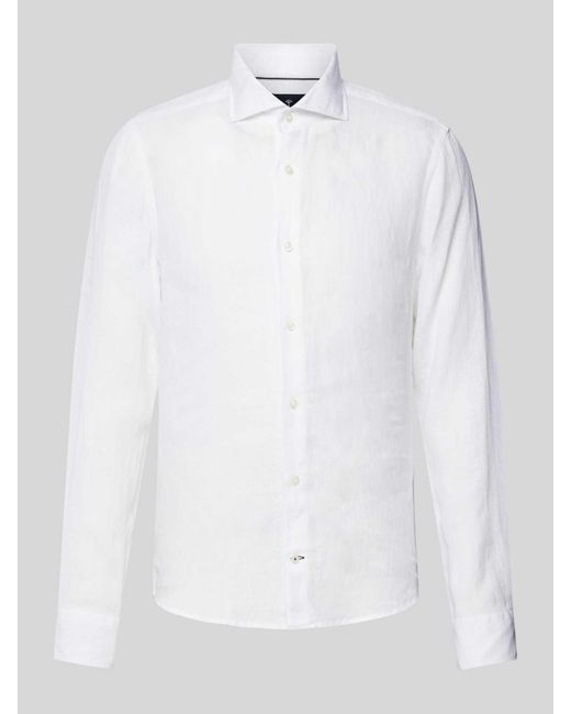 Joop! Slim Fit Linnen Overhemd Met Haaikraag in het White voor heren