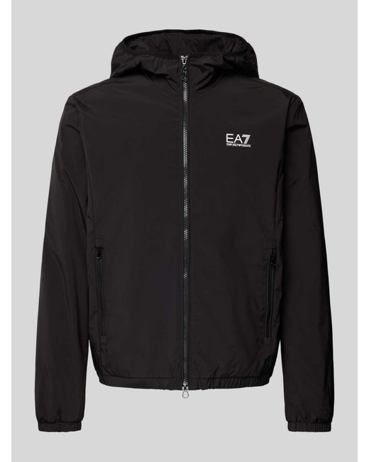 EA7 Trainingsjacke mit Zweiwege-Reißverschluss in Black für Herren