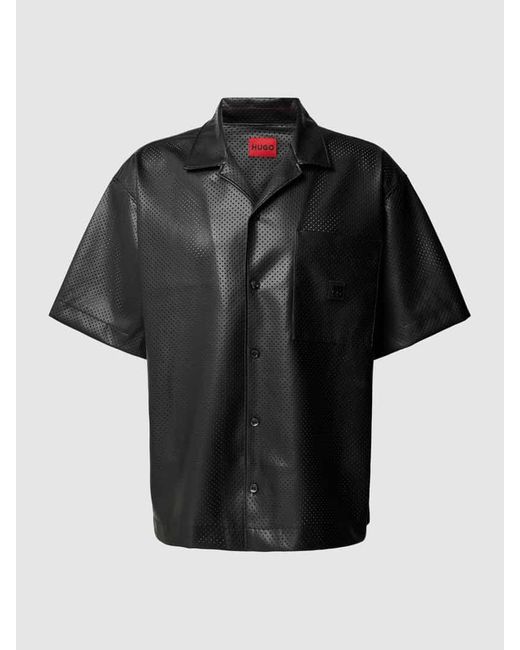 HUGO Relaxed Fit Freizeithemd mit Strukturmuster Modell 'Egeeno' in Black für Herren