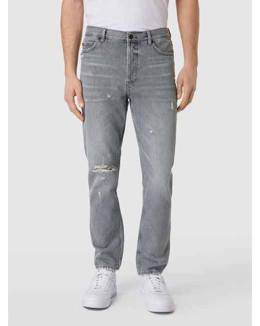 HUGO Tapered Fit Jeans im Destroyed-Look in Gray für Herren