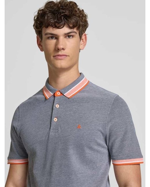 Jack & Jones Regular Fit Poloshirt mit Label-Stitching Modell 'PAULOS' in Gray für Herren