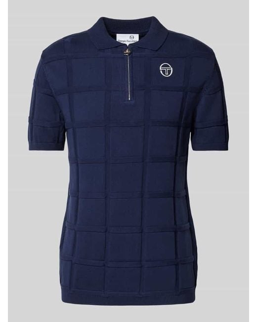 Sergio Tacchini Slim Fit Poloshirt mit Strukturmuster Modell 'LORENZO' in Blue für Herren