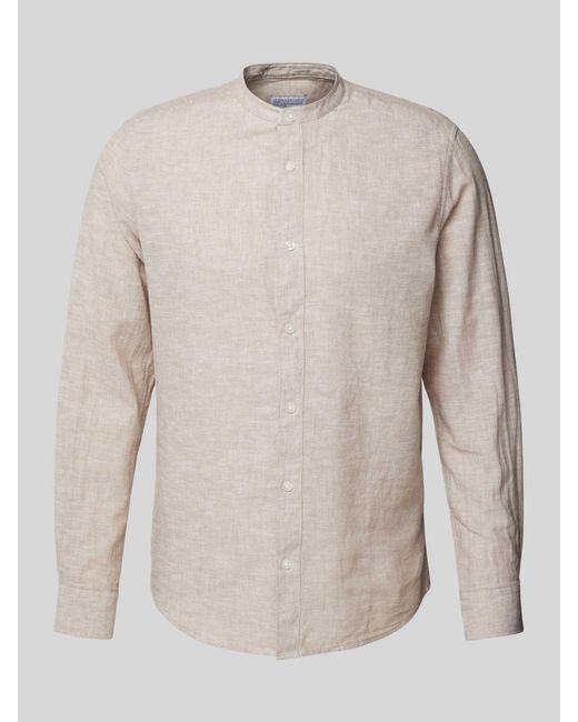 Only & Sons Slim Fit Linnen Overhemd Met Opstaande Kraag in het Natural voor heren