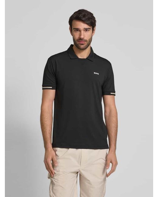 Boss Regular Fit Poloshirt mit Label-Print Modell 'Palle' in Black für Herren